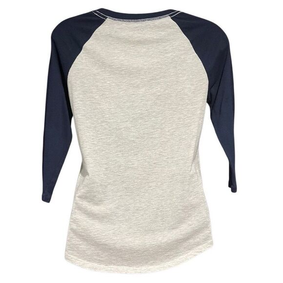 Aeropostale 3/4 Length Sleeve Navy Gray Raglan Henley Women’s XS - Picture 2 of 4